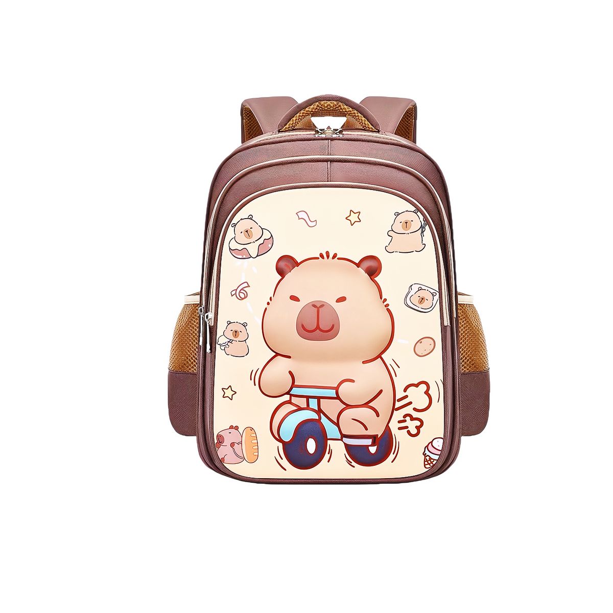 GENERICO - Mochila 3D Capybara Nino y Nina 41x30x16cm Marron Nino