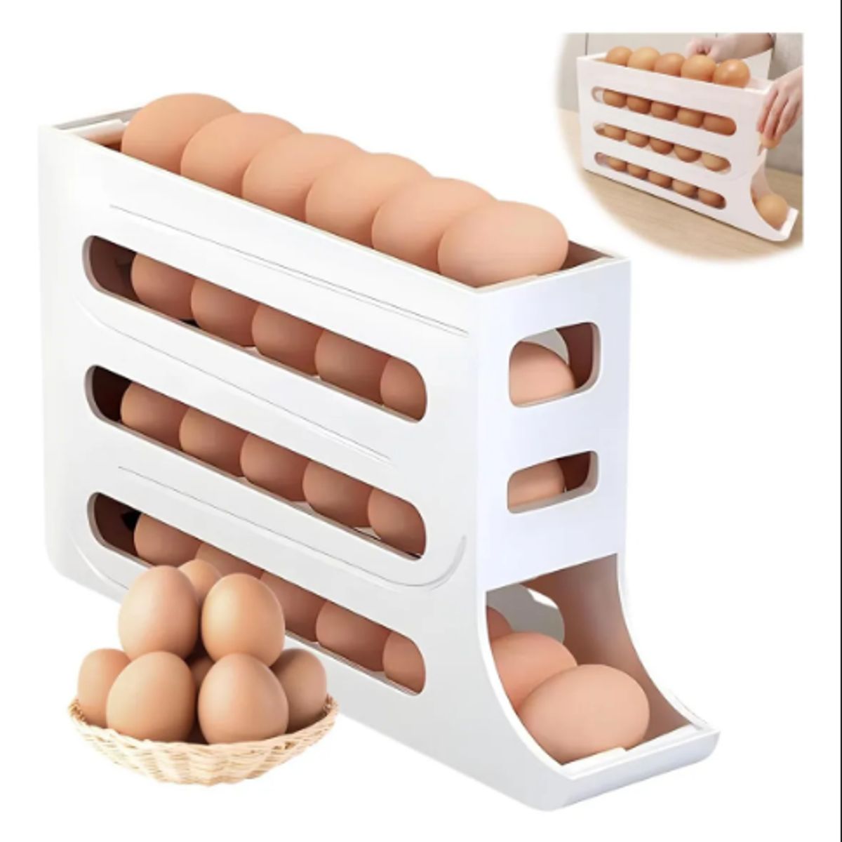 GENERICO - Dispensador De Huevos Para Nevera Organizador De Huevos