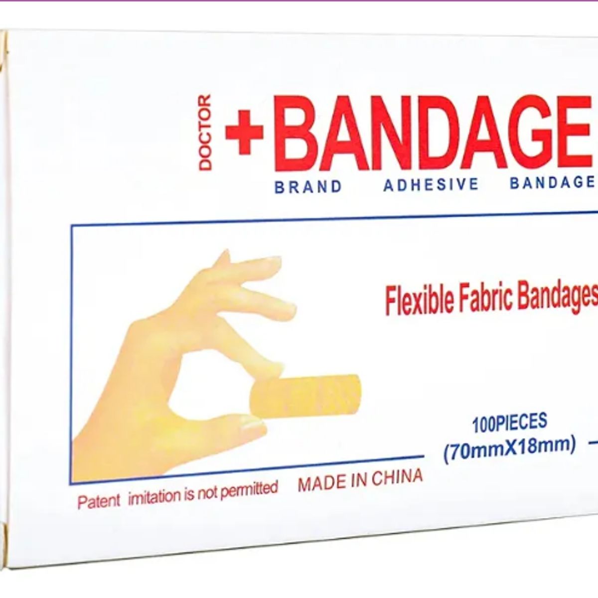 GENERICO - 100 Curitas Banditas Adhesivas Tamaño 18mm X 70mm 1 Caja