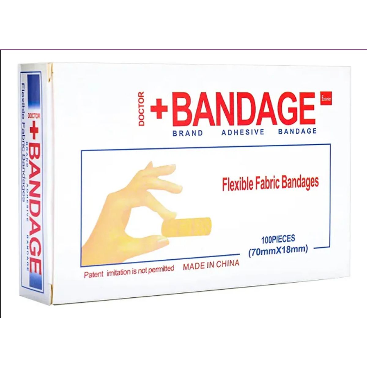 GENERICO - 100 Curitas Banditas Adhesivas Tamaño 18mm X 70mm 1 Caja