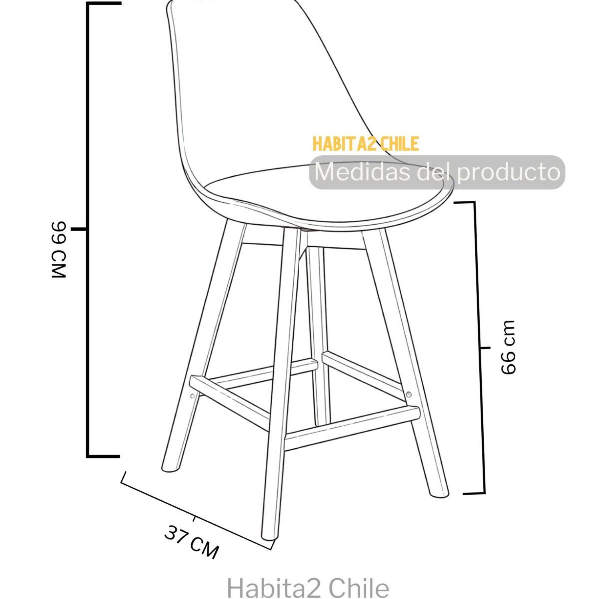 HABITA2 CHILE - Pack 2 Taburetes Tulip Wood 66 cm