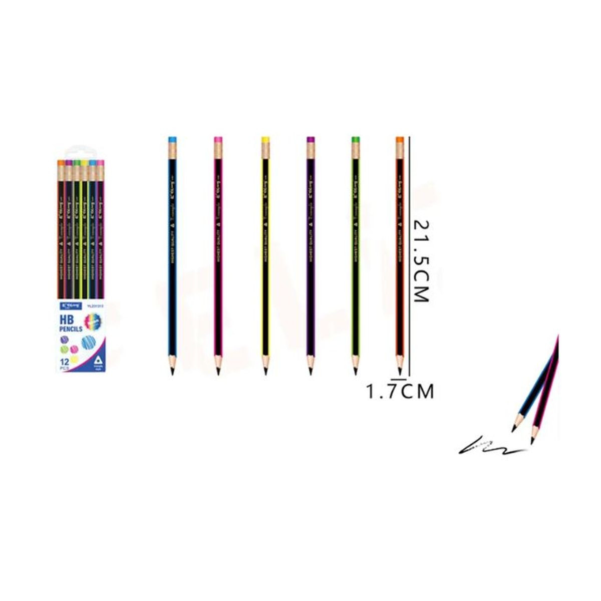 GENERICO - Lápices Grafito HB flúor 12pcs