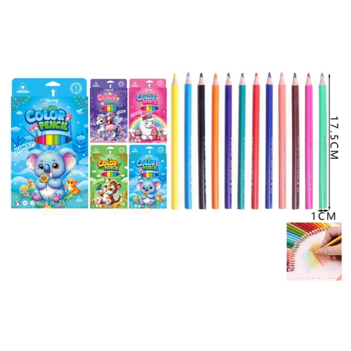 GENERICO - Lápices de Color Jumbo diseños Set 12pcs