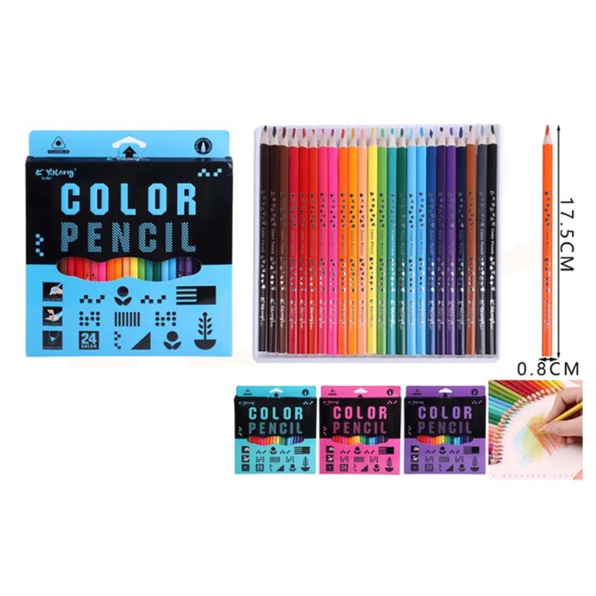 GENERICO - Lápices de colores triangular Set 24pcs