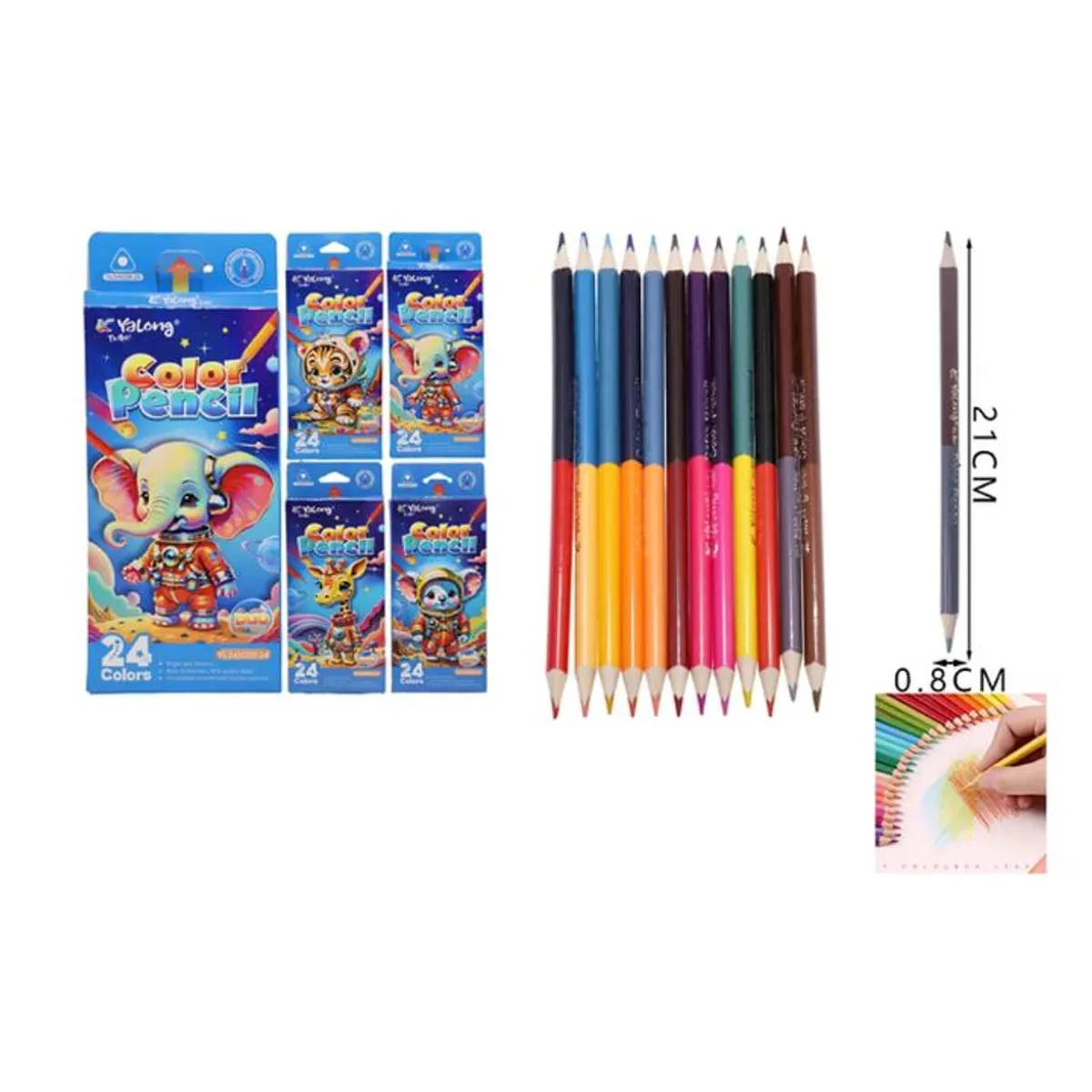 GENERICO - Lápices de colores colores dúo Set 24
