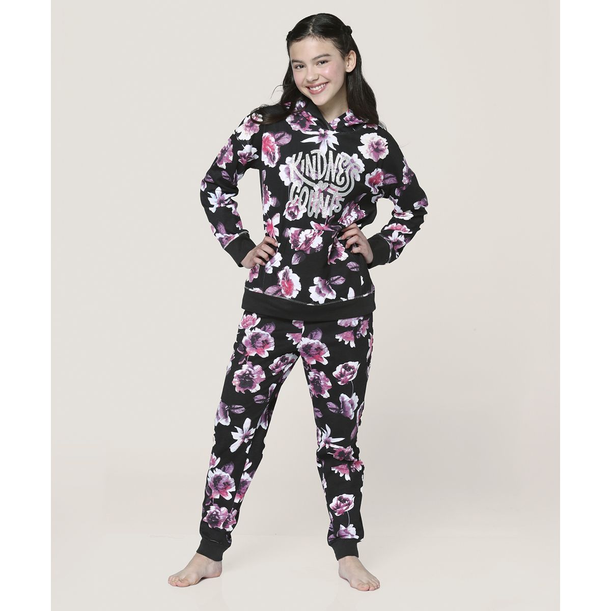 LADY GENNY - Pijama Algodón Con Capucha Niñas - Ternura Y Brillo