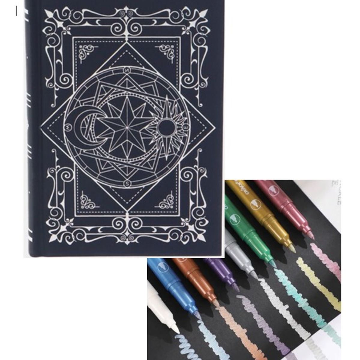 GENERICO - LIBRETA /CUADERNO CON TAPA DURA  SOL–  100% NEGRA + LAPICES