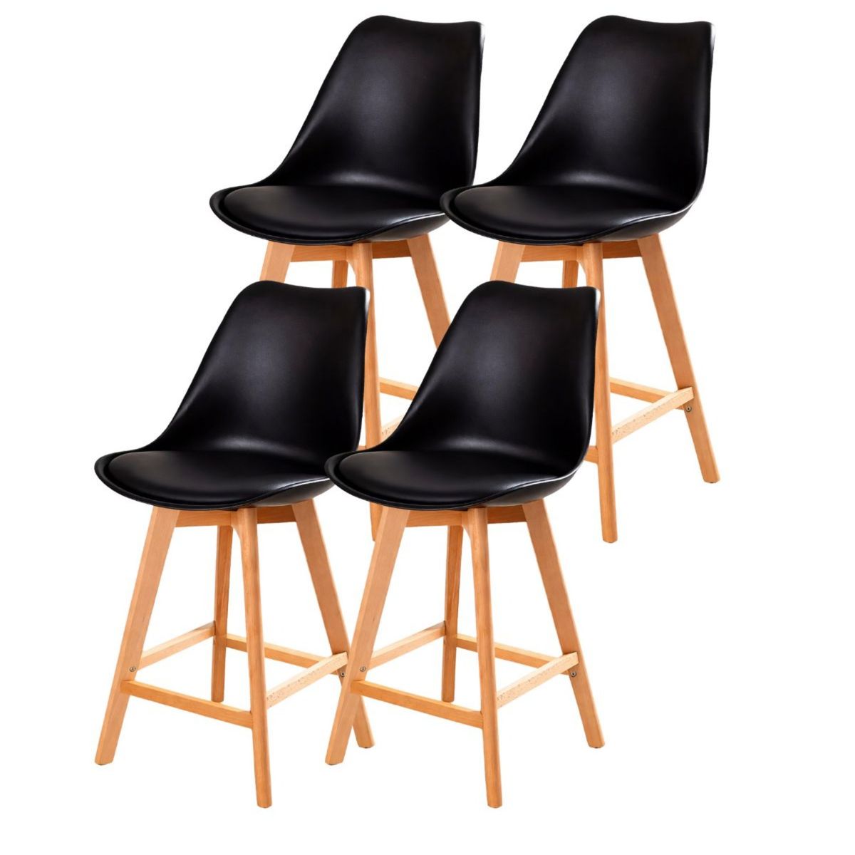 HABITA2 CHILE - Pack 4 Taburetes Tulip Wood 66 cm