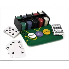 GENERICO - Set Poker 200 Fichas Texas Holdem 2 Barajas Paño Caja Fichas Texas Holdem