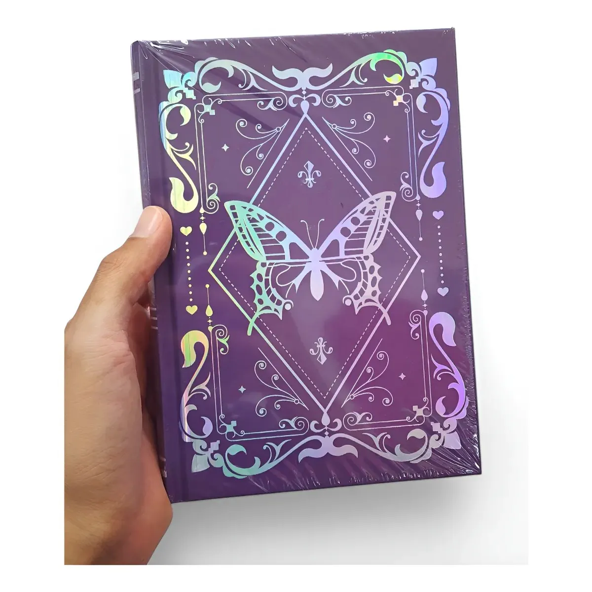 GENERICO - LIBRETA /CUADERNO CON TAPA DURA  MARIPOSAS–  100% NEGRA + LAPICES