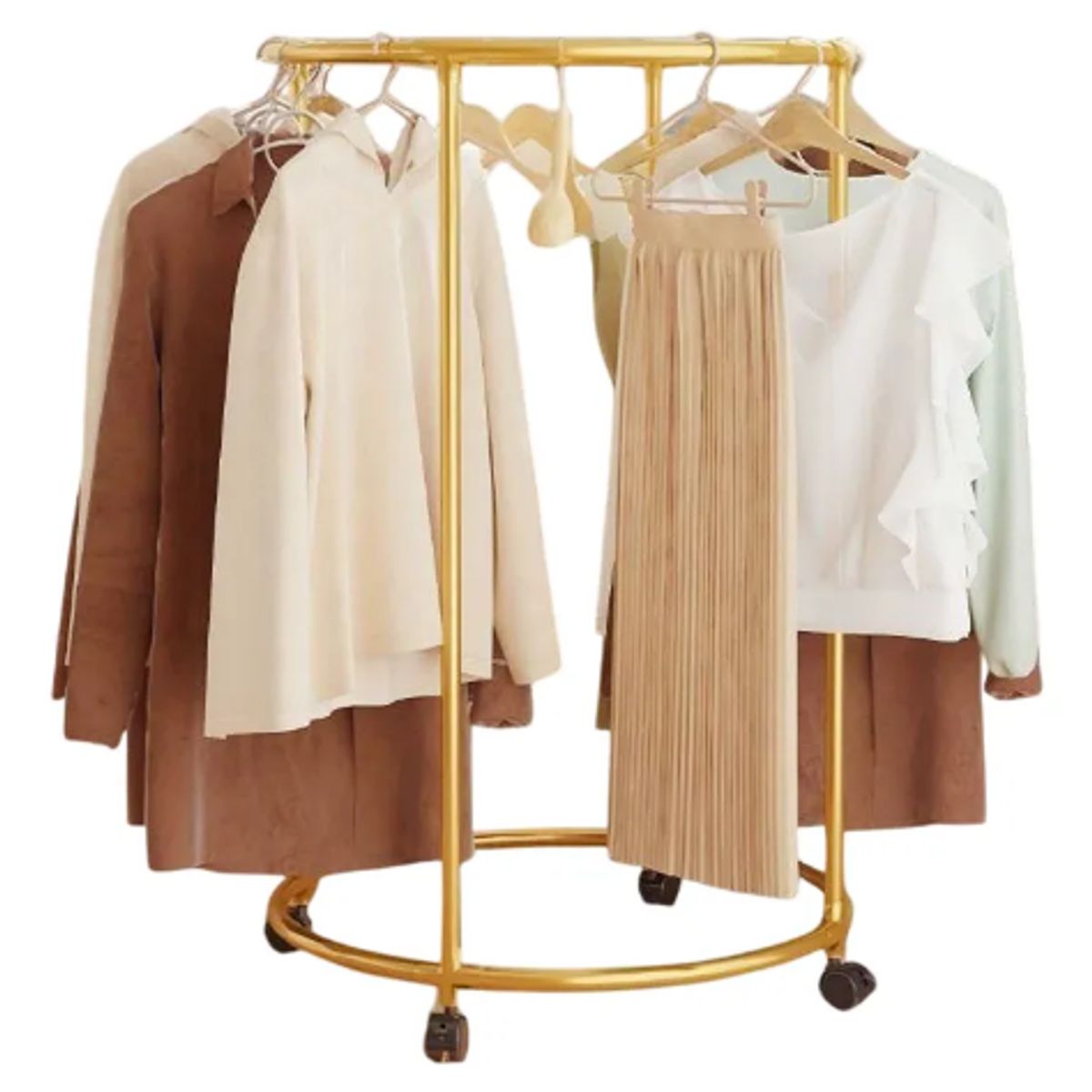 GENERICO - Colgador De Ropa Circular Giratorio Con Ruedas