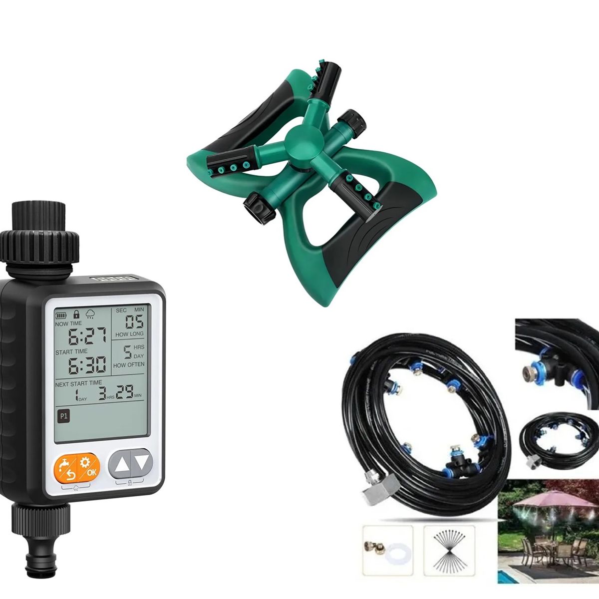 GENERICO - Kit Programador De Riego Sistema Nebulización Aspersor 360°