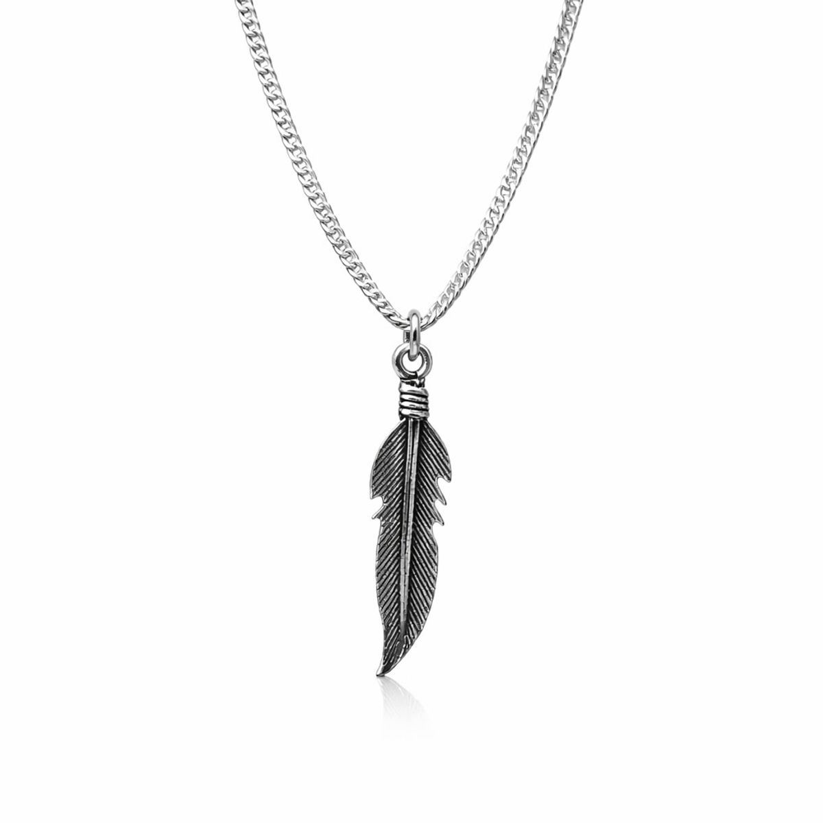 JOYAS MYTOKE - Collar Pluma Hoja Plata Fina 925 Juvenil Amistad Unisex