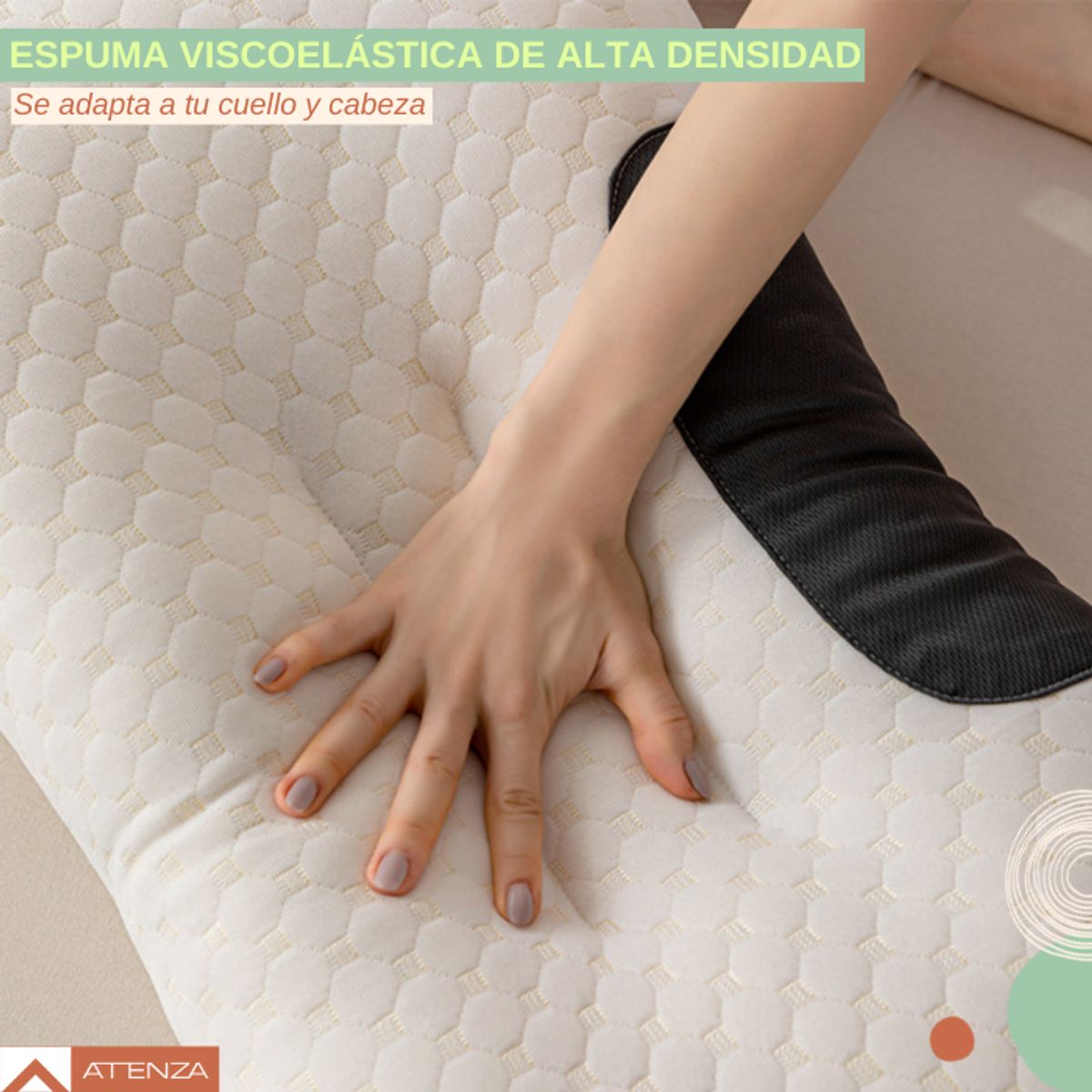 GENERICO - Almohada Ortopédica Cervical Ergonómica Hipoalergénica 60x40