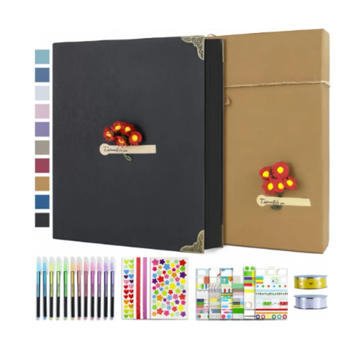 GENERICO - Álbum Fotográfico Con Scrapbook Pintura Escribir 60 Páginas Negro Diy