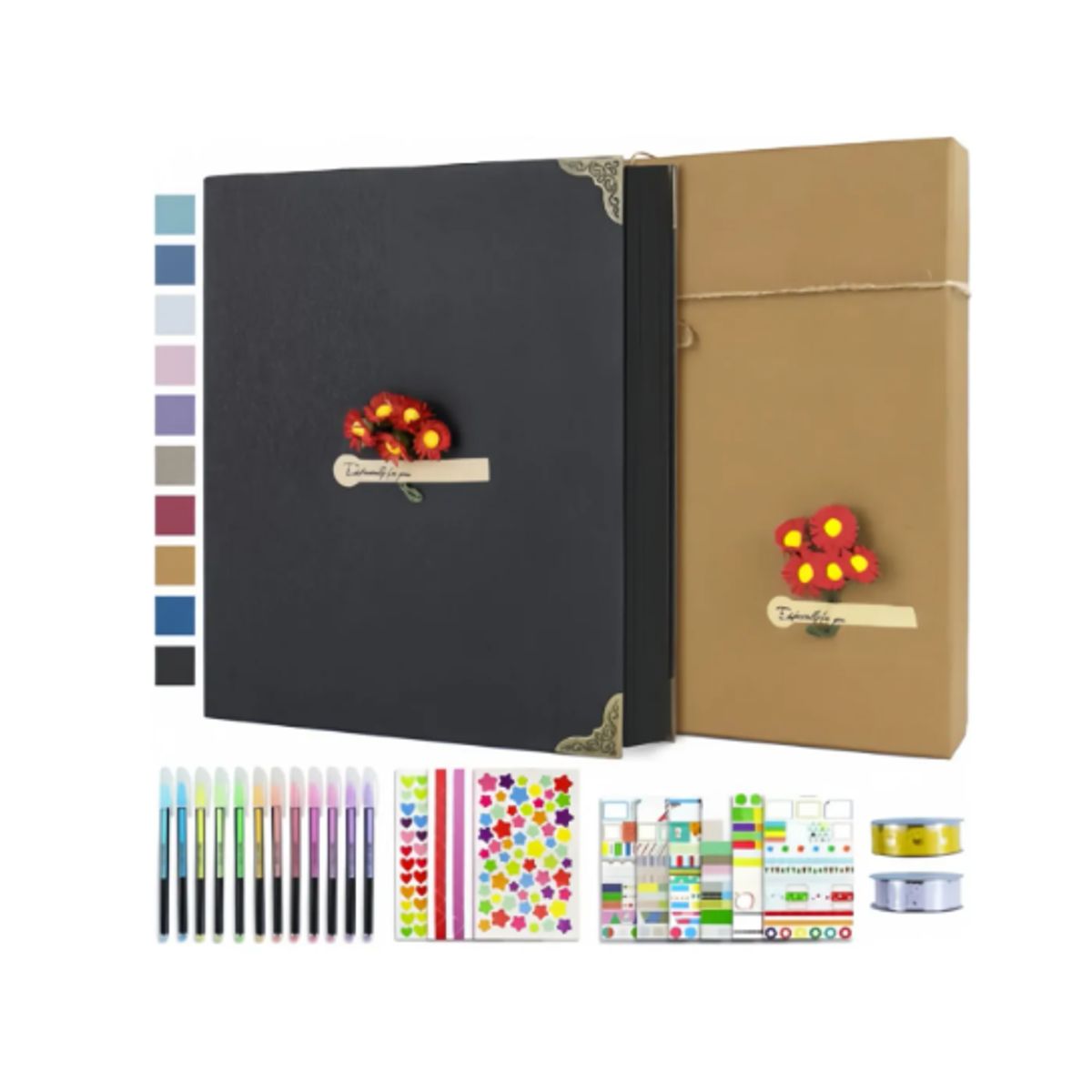 GENERICO - Álbum Fotográfico Con Scrapbook Pintura Escribir 60 Páginas Negro Diy