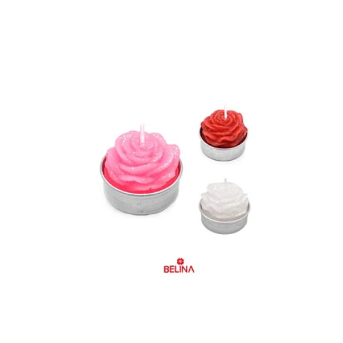GENERICO - Vela tipo flor con brillantina 14x9x4cm
