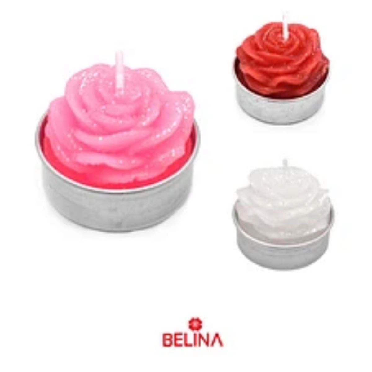 GENERICO - Vela tipo flor con brillantina 14x9x4cm