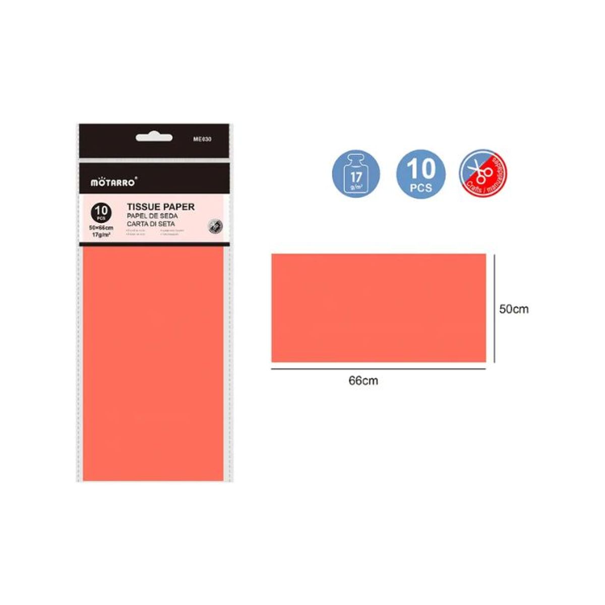 GENERICO - Papel De Seda Sandia 50x66cm 10 Pcs
