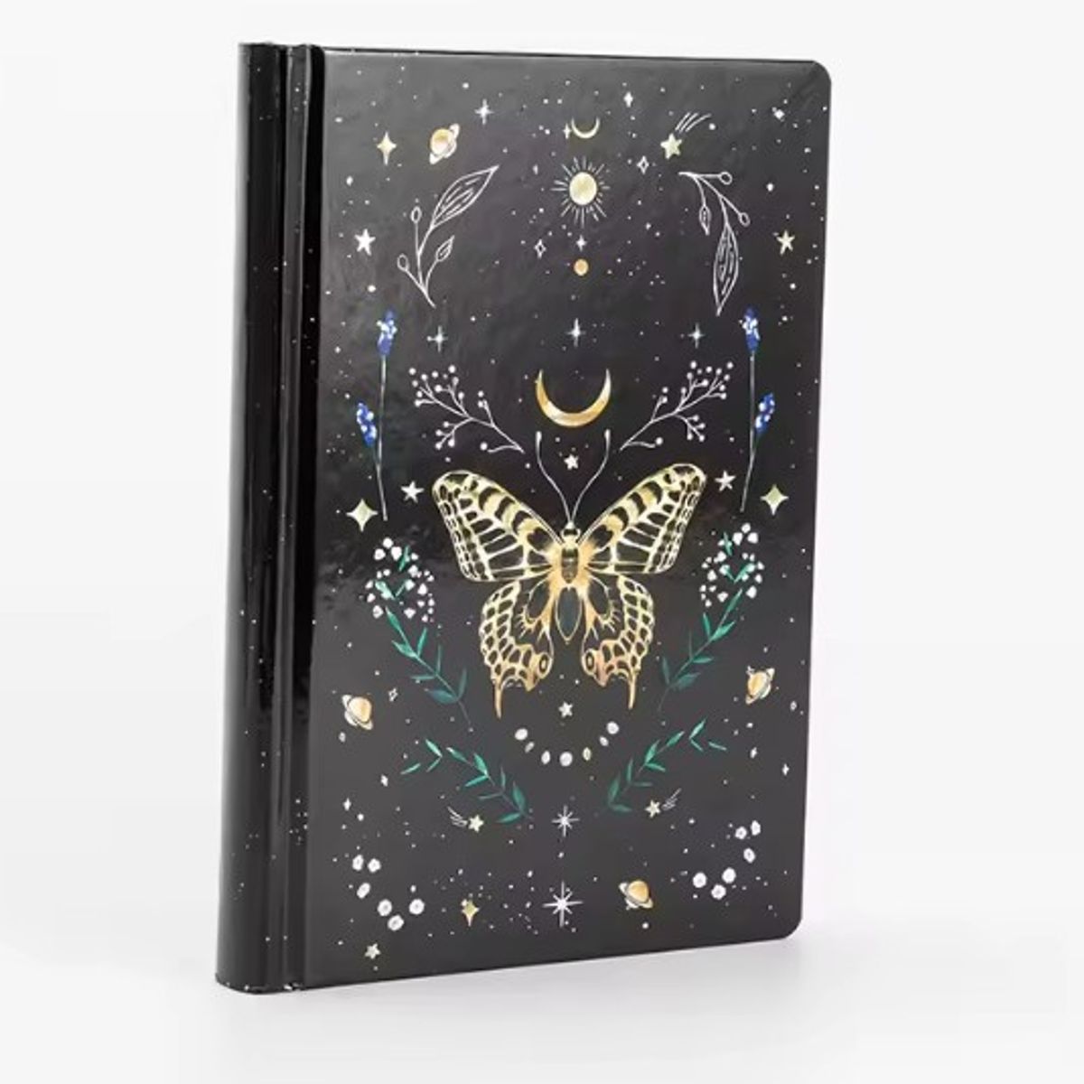 GENERICO - LIBRETA /CUADERNO CON TAPA DURA  MARIPOSAS AM –  100% NEGRA + LAPICES