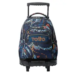 TOTTO - Mochila Escolar Con Ruedas Rue Bomper Azul Para Niños