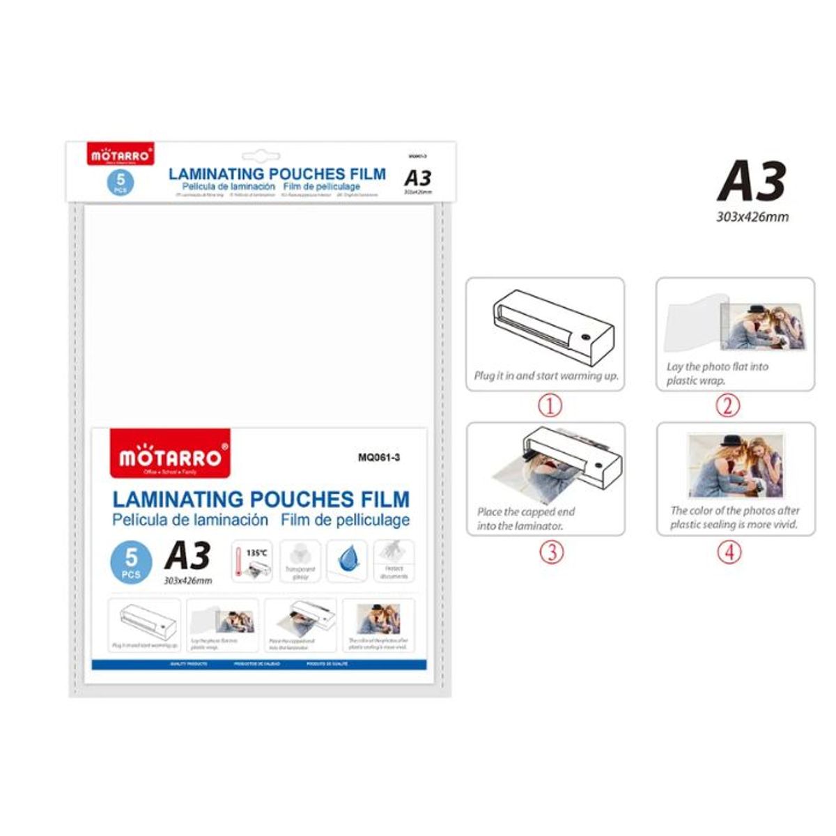 GENERICO - Laminas Termo Laminacion Laminating Pouches Film A3