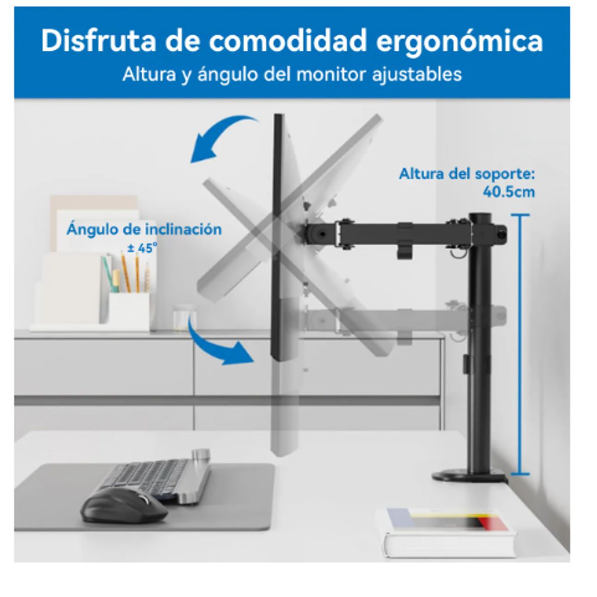 GENERICO - Soporte Brazo Único Para Monitor 17-32 Ajustable Negro