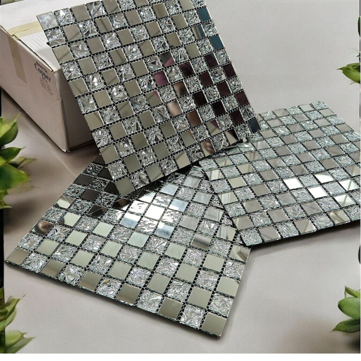 GENERICO - Pack 5 Lámina Panel Mural Adhesivo Mosaico Vidrio