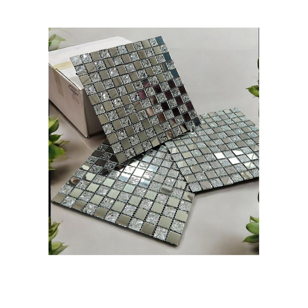 GENERICO - Pack 5 Lámina Panel Mural Adhesivo Mosaico Vidrio