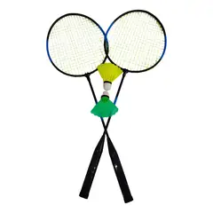 GENERICO - Kit Badminton Adulto 2 Raquetas + 2 Plumas + Bolso Traslado