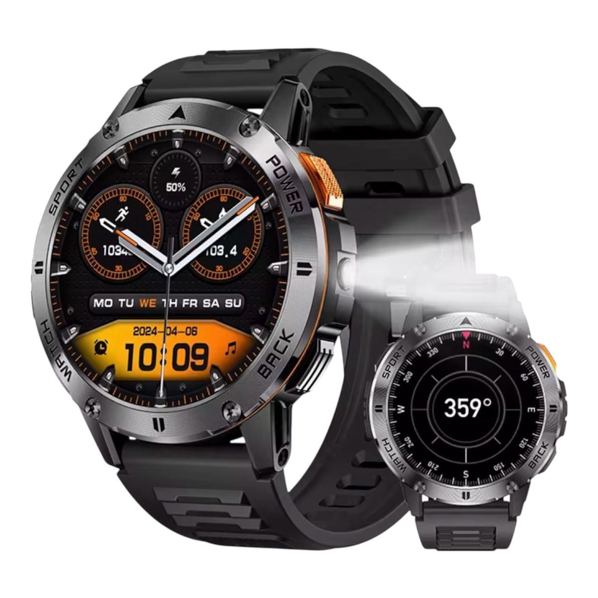 GENETIC - Smartwatch  Con Linterna Bluetooth llamada Pantalla Amoled de 1,45 Pulgada