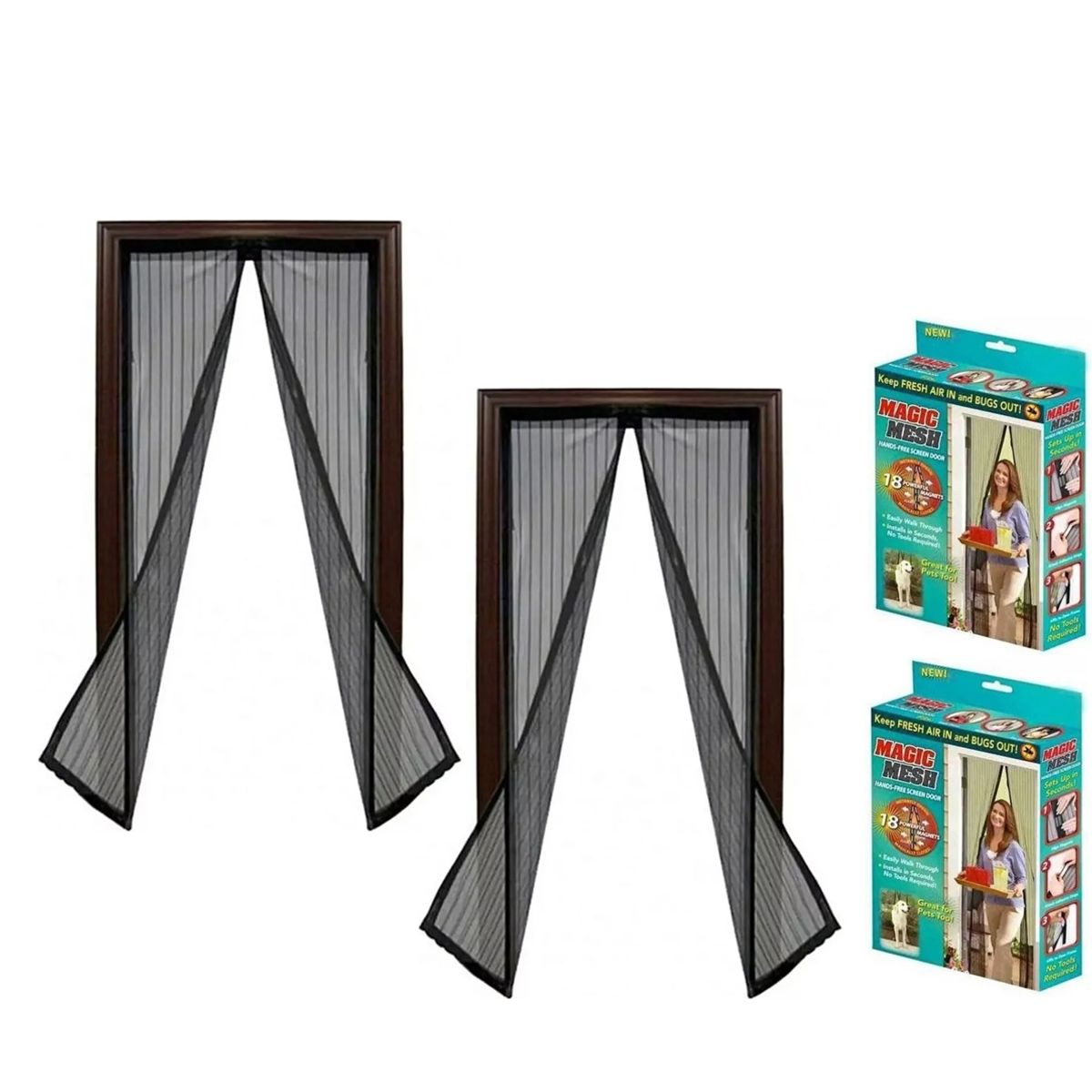 GENERICO - X2 Malla Repelente Anti Mosquitos Para Puerta 100x200 Jardin