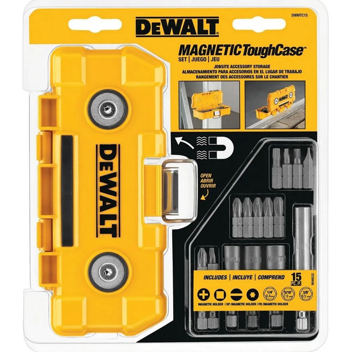 DEWALT - Juego de Puntas Phillips y Planas 15 piezas + Caja Magnética DWMTC15 DEWALT