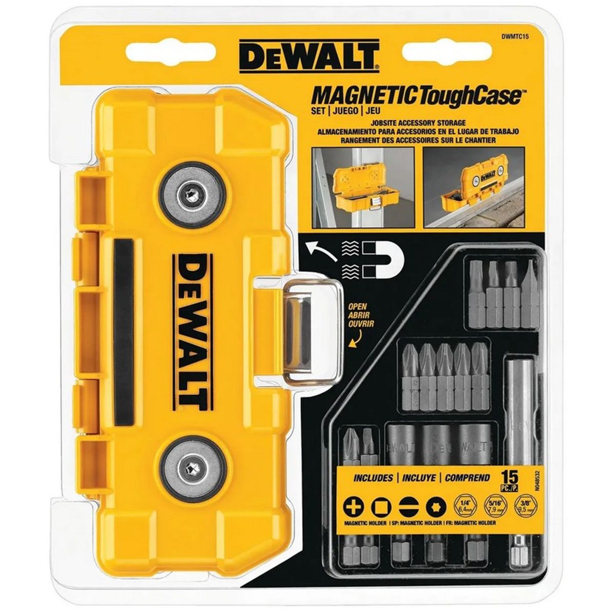 DEWALT - Juego de Puntas Phillips y Planas 15 piezas + Caja Magnética DWMTC15 DEWALT