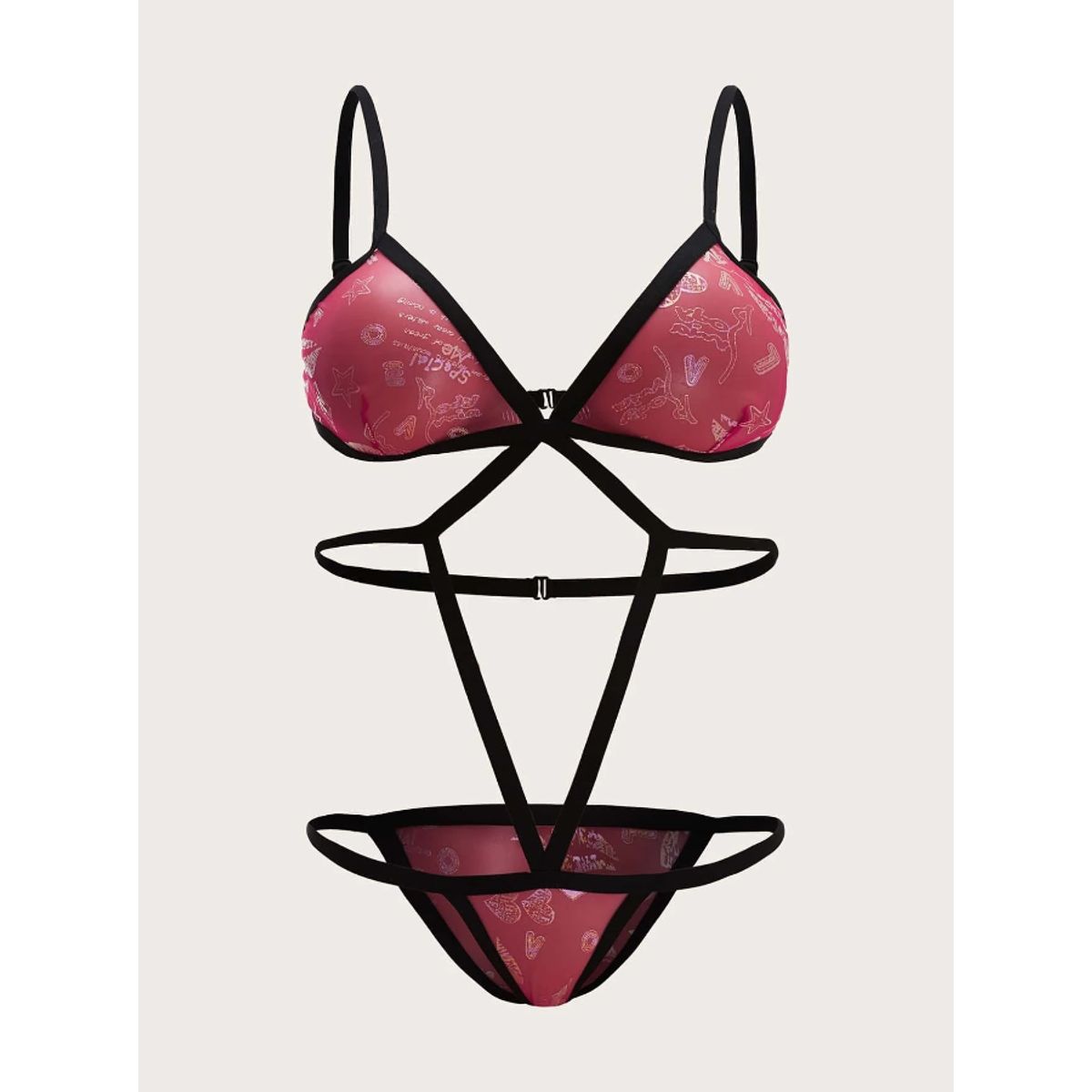 KIRAMA CLOTHING STORE - Body Rojo Transparente con Tirantes Cruzados