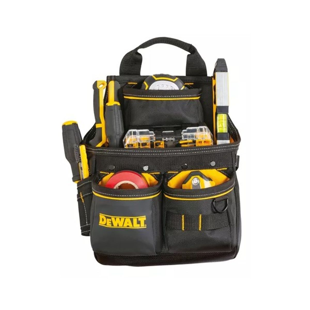DEWALT - Bolso Portaherramientas Profesional 13 Bolsillos DEWALT Alta Resistencia
