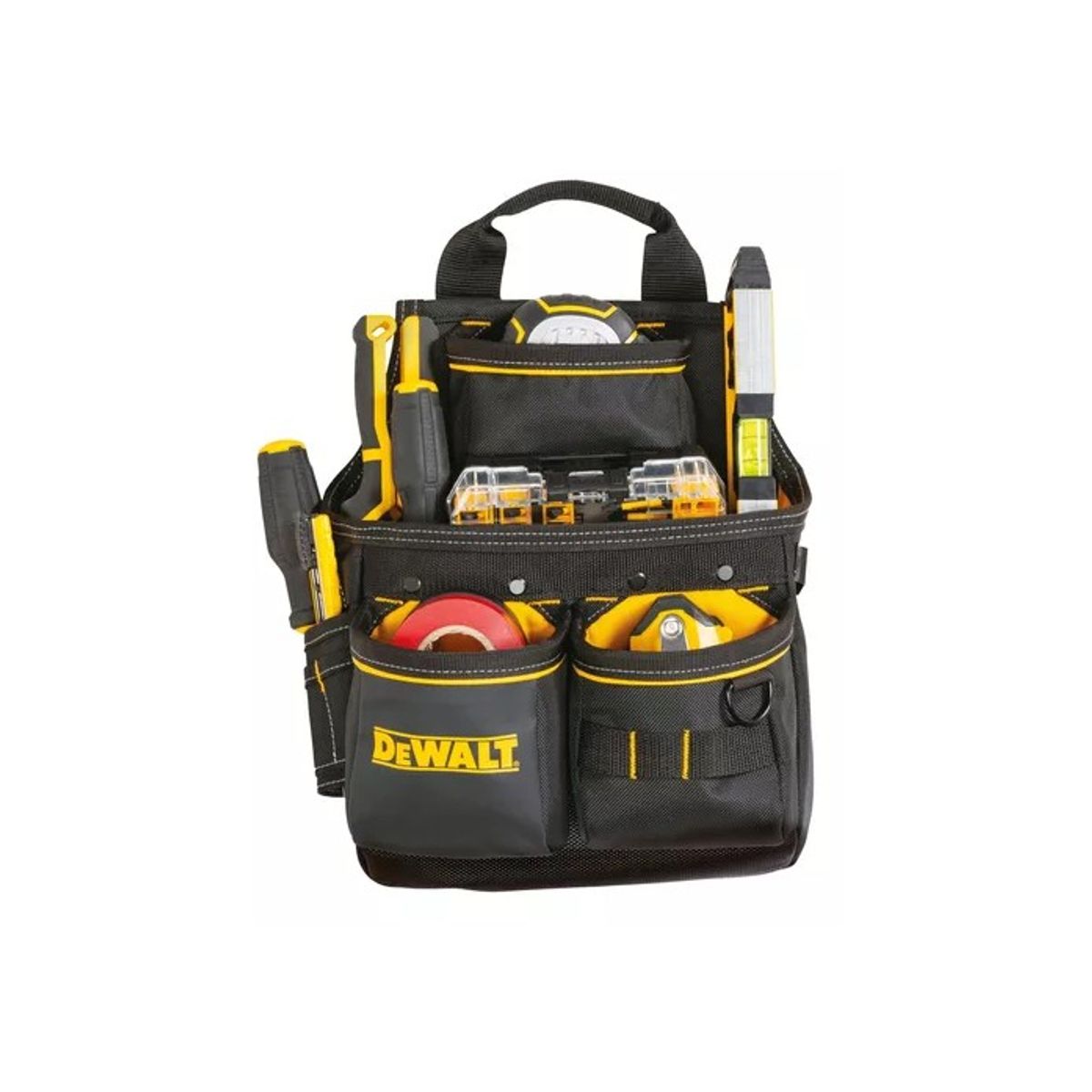 DEWALT - Bolso Portaherramientas Profesional 13 Bolsillos DEWALT Alta Resistencia
