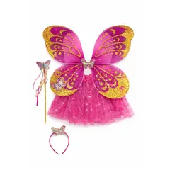 GENERICO - KIT DISFRAZ DE PRINCESA CON ALAS DE MARIPOSA, VARITA Y TUTUS Y CINTILLO
