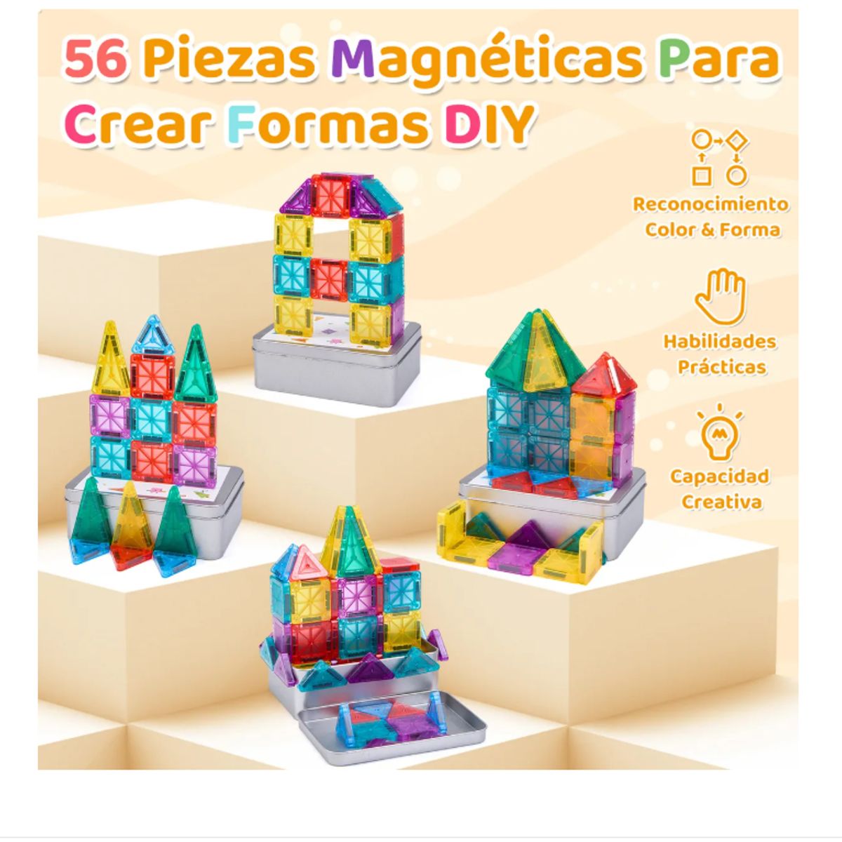 GENERICO - Juguetes Bloques Magnéticos Mini Con Caja Para Niños 57 Pcs