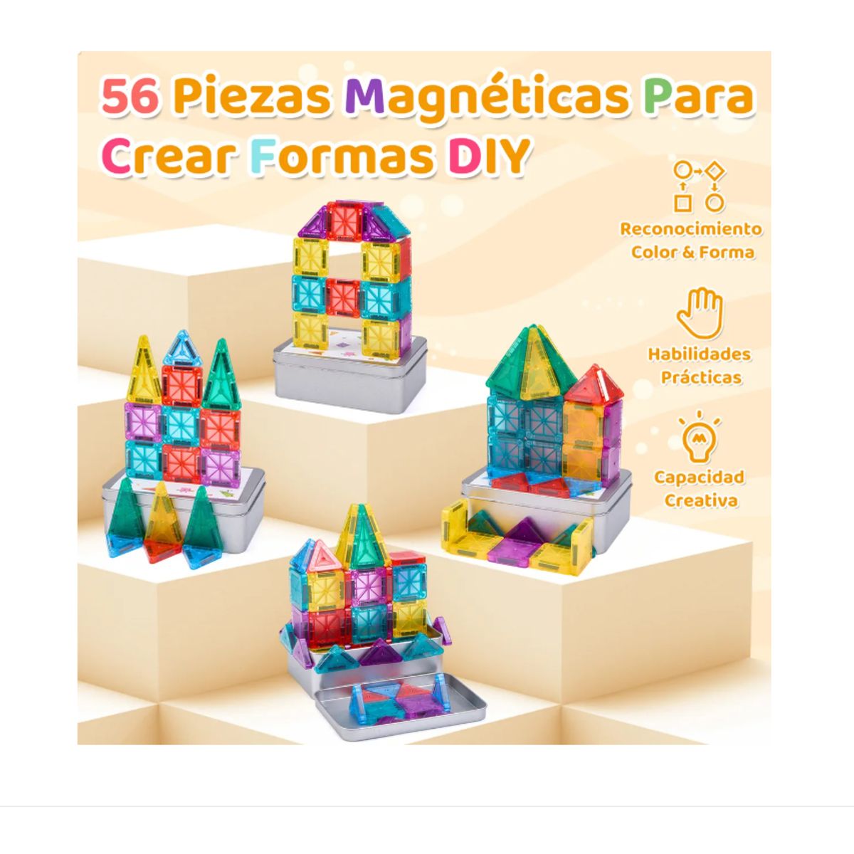 GENERICO - Juguetes Bloques Magnéticos Mini Con Caja Para Niños 57 Pcs