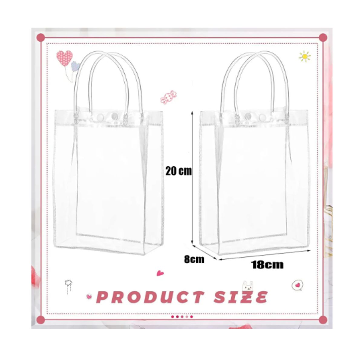 GENERICO - 30 Bolsa Regalo Con Asa Transparente Reutilizable Decoracion Transparente Bolso Tote Transparente