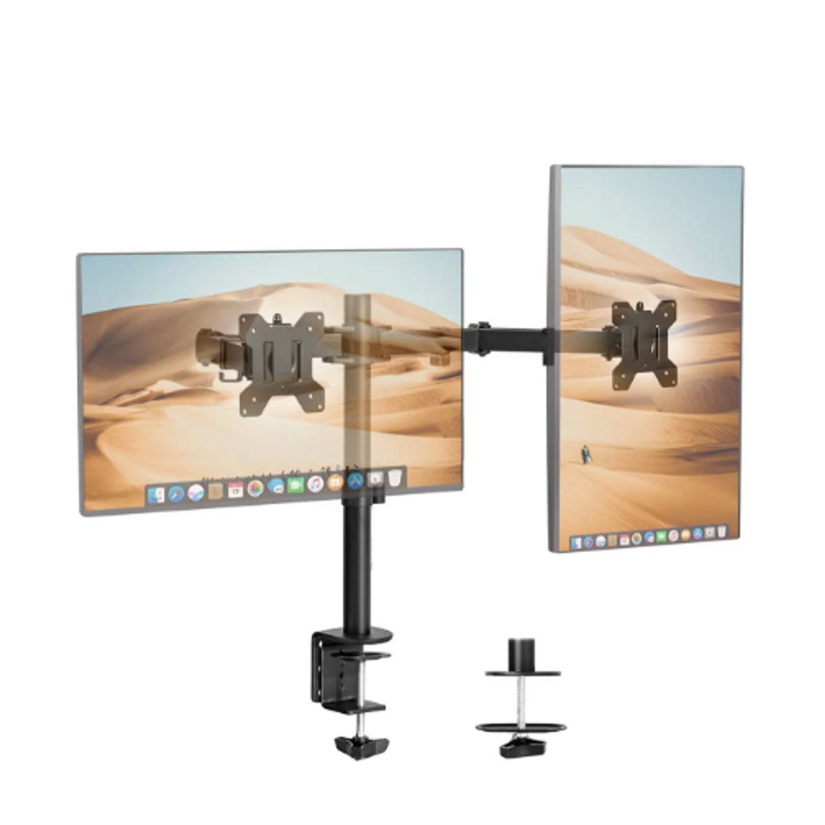 GENERICO - Soporte Articulado Doble Monitor 13-27 Negro Negro