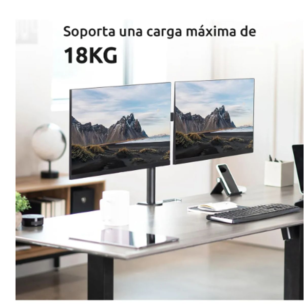 GENERICO - Soporte Articulado Doble Monitor 13-27 Negro Negro