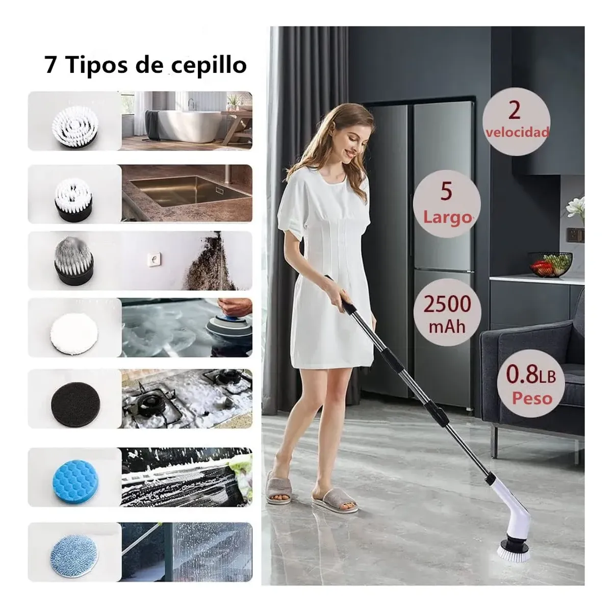 VERCI - Cepillo Limpieza Eléctrico Inalámbrico Multiuso Para Hogar