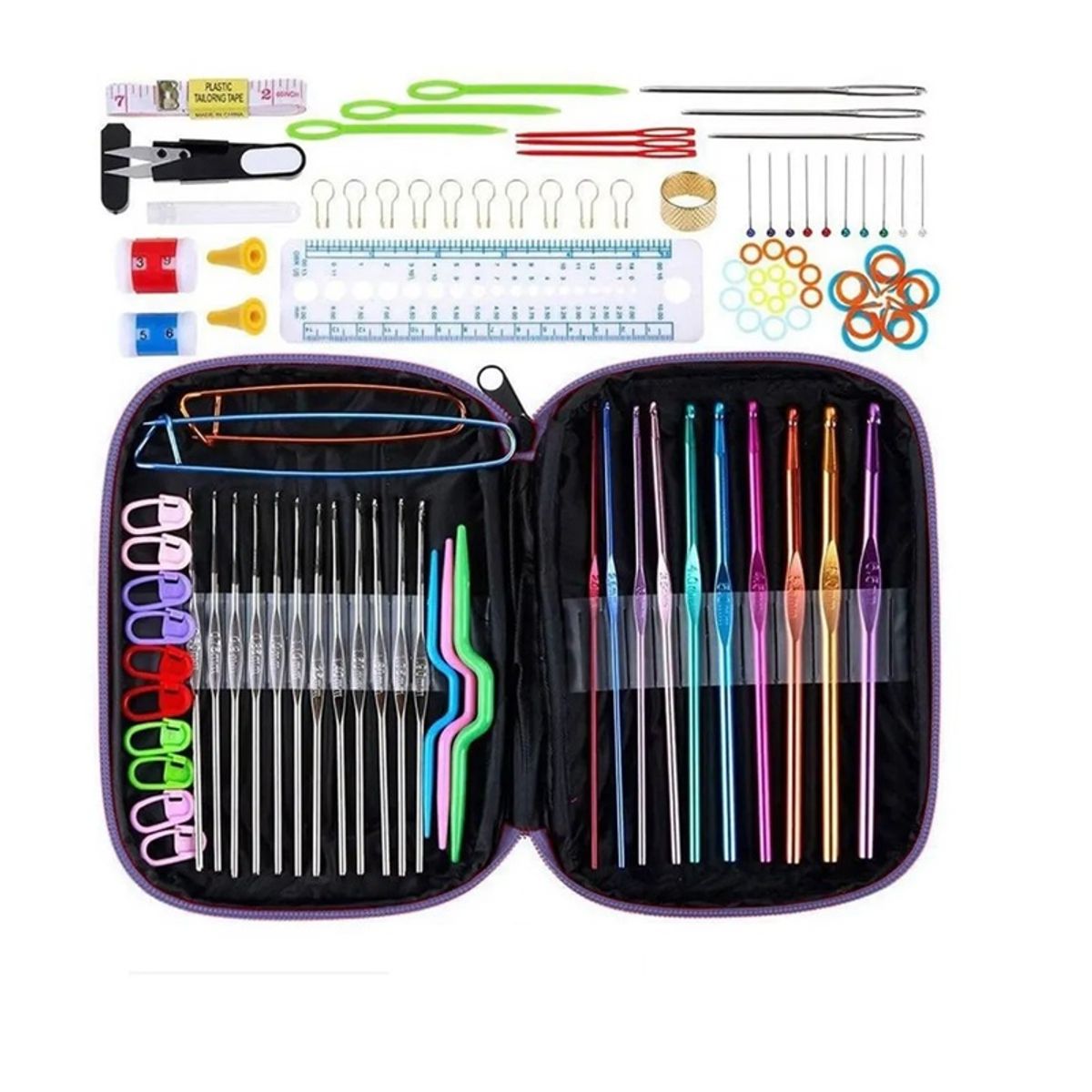 GENERICO - Set De Crochet Ergonomico Completo 90 Piezas Con Estuche
