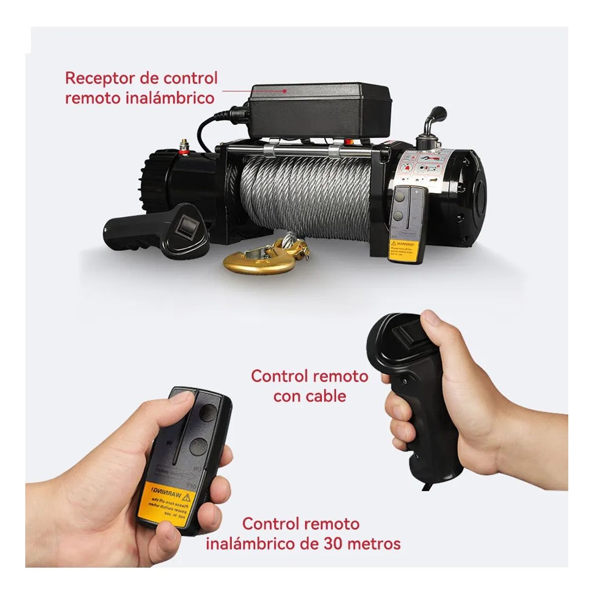 VERCI - Winche Eléctrico 6000lbs 12v Wifi Control Remoto 2722 Kgs