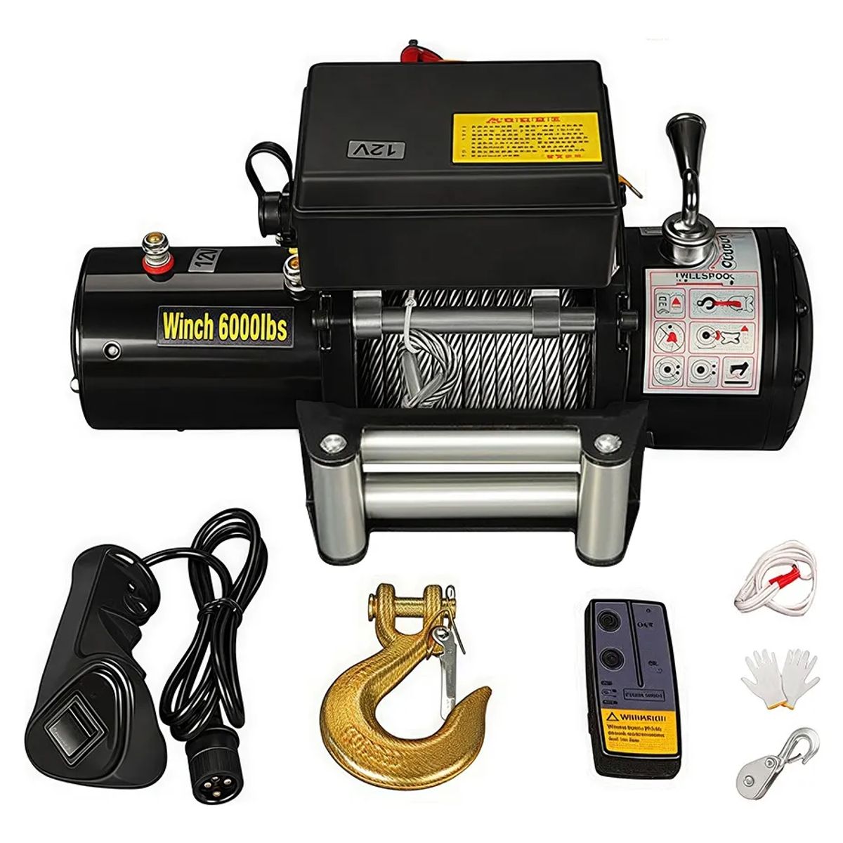 VERCI - Winche Eléctrico 6000lbs 12v Wifi Control Remoto 2722 Kgs