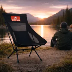 CAMPSOR - Silla Plegable Camping Ultraliviana Aluminio Soporta 120kg con Bolsa Transporte Negro
