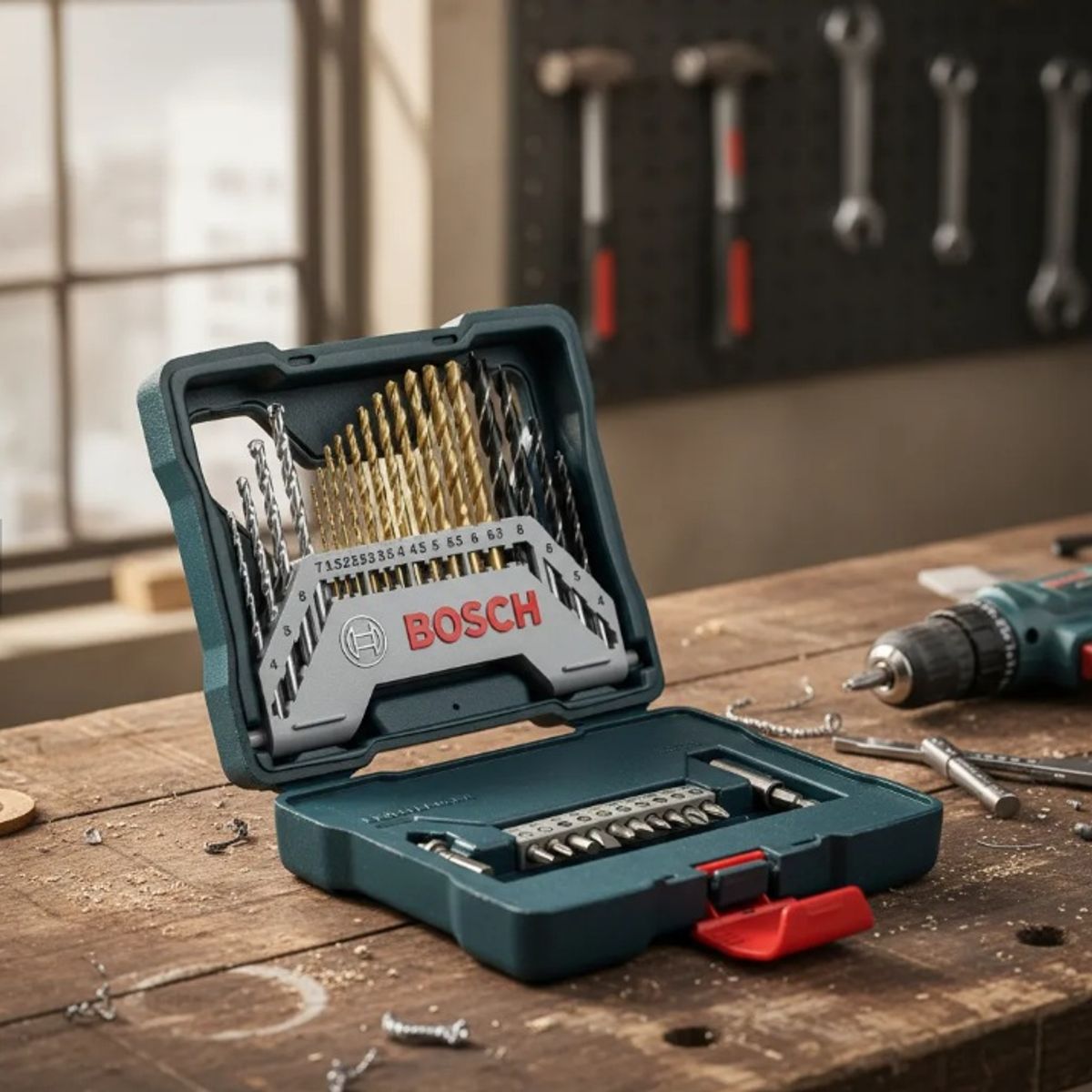 BOSCH - Kit Bosch 31 Brocas Titanio Metal Madera Concreto + Estuche