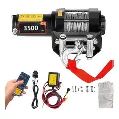 EVEREEN - Winche Eléctrico 3500 Lbs Control Remoto 12v 1575 Kgs